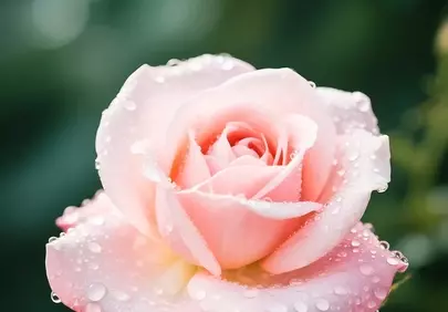Stunning Pink Rose Bloom with Morning Dewdrops