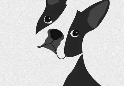 Minimalist Terrier Art: Striking Black and White Dog Portrait
