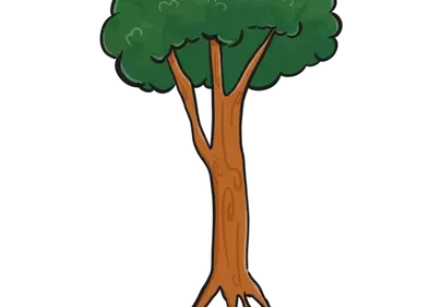 Vibrant Cartoon Tree Illustration with Lush Foliage