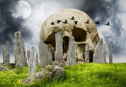 Mysterious Skull Mountain: Gothic Fantasy Landscape