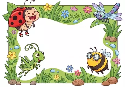 Vibrant Insect Wonderland Frame for Kids' Fun