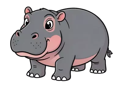 Charming Cartoon Hippo: Adorable African Wildlife Illustration
