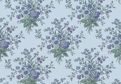 Charming Blue Floral Pattern: Timeless Vintage Bouquet Design