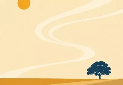 Serene Minimalist Landscape: Golden Sunset & Lone Tree Art