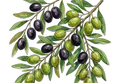 Vibrant Olive Branch Art: Nature's Mediterranean Bounty