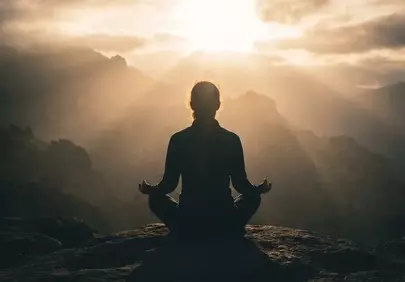 Serene Sunset Meditation: Finding Peace Amidst Majestic Peaks