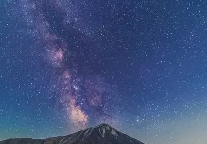 Breathtaking Milky Way Arching Over Majestic Damavand Mountain