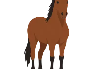 Charming Brown Horse Illustration: Friendly Farm Animal Design