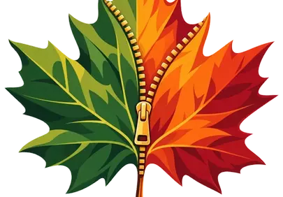 Vibrant Autumn Leaf Unzips Seasonal Transformation