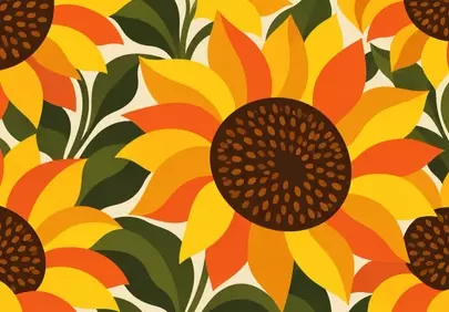 Vibrant Autumn Sunflowers: A Warm Botanical Pattern