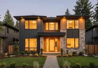 Modern Suburban Oasis: Luxury Family Home at Sunset