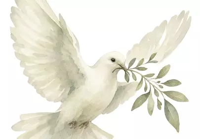 Serene Watercolor Dove with Olive Branch, Symbol of Peace
