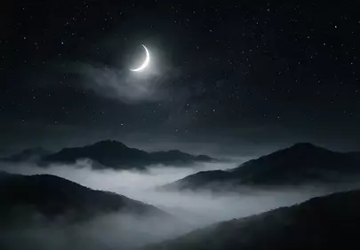 Mystical Moonlight: Star-Kissed Mountains & Misty Valleys