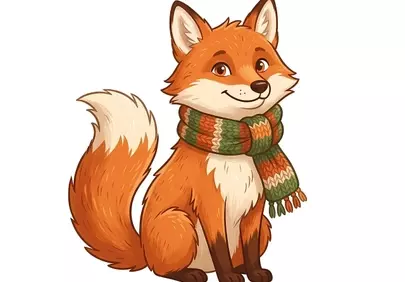 Charming Winter Fox: Festive Scarf & Bushy Tail