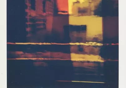 Vibrant Urban Reflections: Abstract Cityscape in Yellow & Red