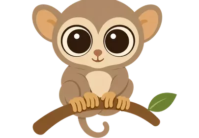 Adorable Big-Eyed Tarsier: A Cute Forest Friend Illustration