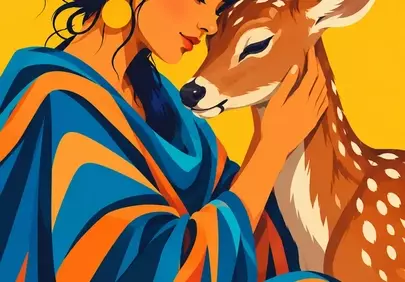 Enchanting Bond: Woman's Tender Embrace with a Fawn