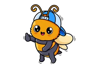 Adorable Kawaii Bee Giving Thumbs Up