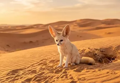 Enchanting Fennec Fox in Golden Sahara Sunset