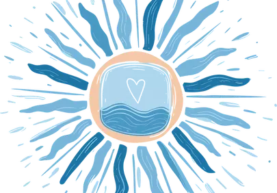 Radiant Sun-Heart: A Doodle of Love and Ocean Waves