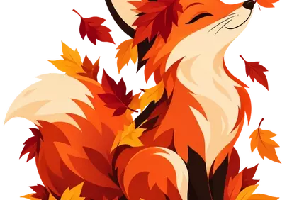 Charming Autumn Fox Amidst Falling Leaves Art