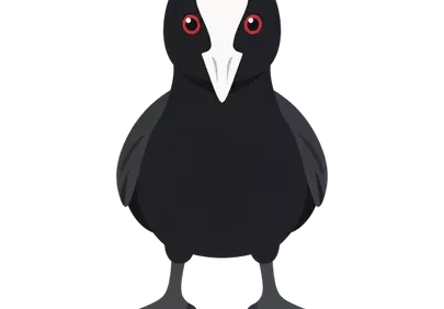 Striking Red Eyes: Adorable Cartoon Moorhen Illustration
