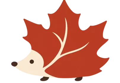 Charming Autumn Hedgehog: A Flat Design Leaf Creature