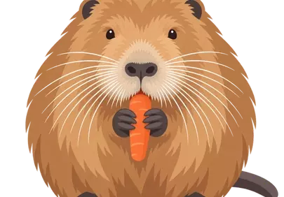 Charming Cartoon Beaver with Carrot: Adorable Forest Friend