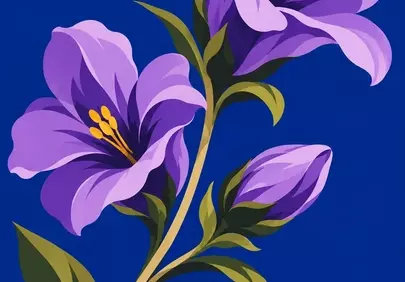 Vibrant Purple Lilies: Elegant Botanical Illustration