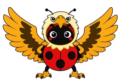 Charming Ladybug Eagle: Whimsical Mascot Art