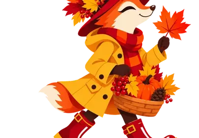 Charming Autumn Fox: Delightful Woodland Harvest Illustration
