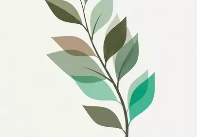 Serene Botanical Art: Minimalist Leaves in Pastel Green