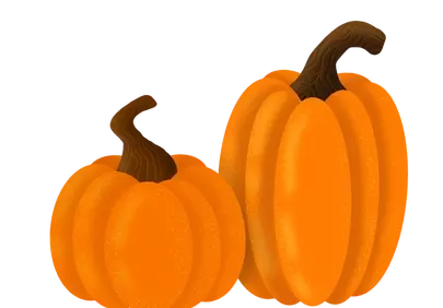 Vibrant Autumn Duo: Charming Cartoon Pumpkins for Fall Decor