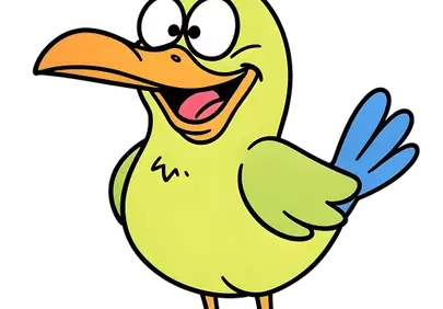 Hilarious Cartoon Bird: A Goofy, Smiling Animation Character