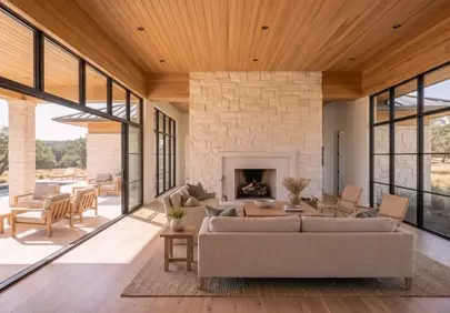 Stunning Modern Living Room with Panoramic Hill Country Views