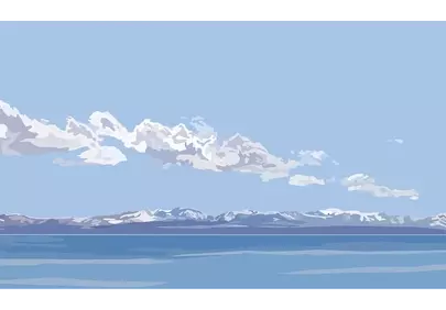 Serene Mountain Lake: Tranquil Blue Sky Reflection