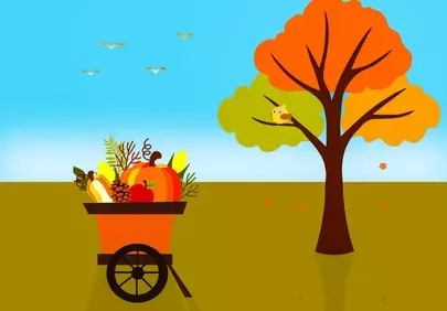 Vibrant Autumn Harvest: Cute Seasonal Illustration