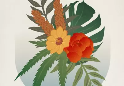 Vibrant Boho Floral Illustration: Modern Nature's Embrace