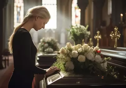 Heartbreaking Farewell: Woman's Silent Grief at Funeral Coffin