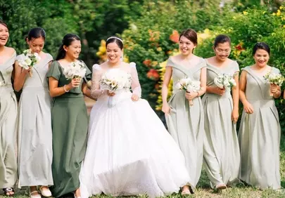 Joyful Garden Wedding: Bride and Bridesmaids in Harmony