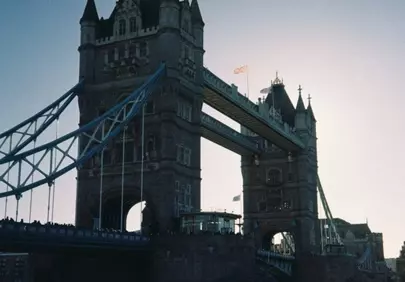 Dramatic Tower Bridge Silhouette Against a Blazing Sky
