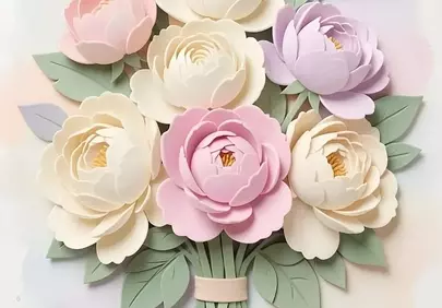 Exquisite Paper Peony Bouquet: Pastel 3D Floral Art