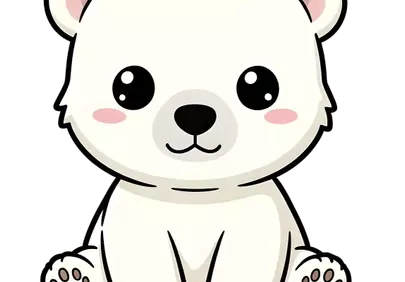 Adorable Chibi Polar Bear Cub Illustration