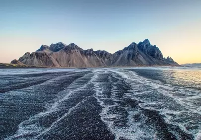 Dramatic Vestrahorn Sunset: Black Sand Beach & Volcanic Peaks