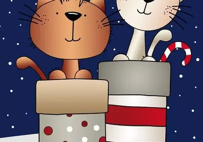 Charming Feline Duo in Festive Christmas Stockings
