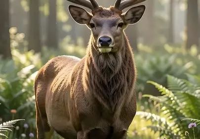 Majestic Stag: A Regal Portrait in Sunlit Forest