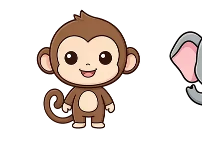 Charming Safari Pals: Adorable Cartoon African Wildlife Trio