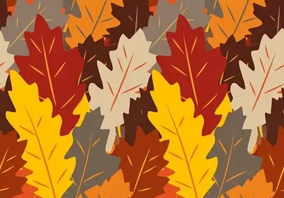 Vibrant Autumn Foliage Pattern: Cartoonish Leaves Background