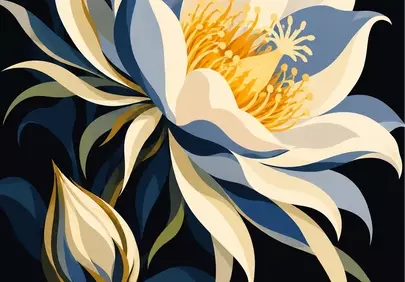 Luminous Night Bloom: Exotic Floral Illustration