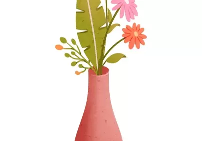 Minimalist Floral Charm: Handcrafted Vase with Vibrant Blooms